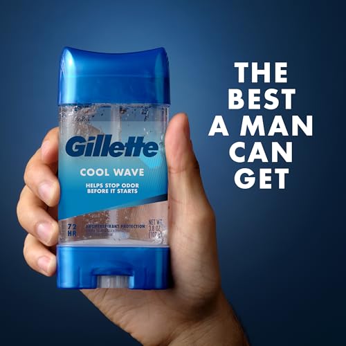 Gillette Antiperspirant and Deodorant for Men, 72hr Clinical Strength Sweat & Odor Protection, Long Lasting Freshness, Anti-White Mark Technology, Clear Gel, Cool Wave Scent, 3.8 oz (Pack of 4) - image 9