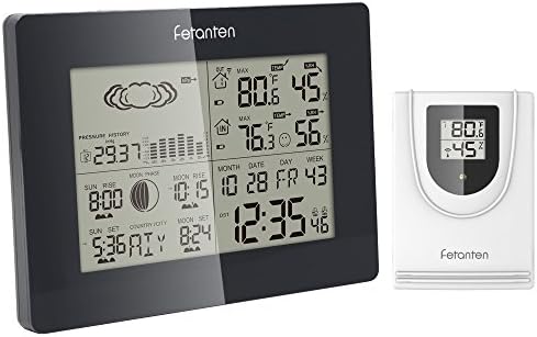 Fetanten Wireless Weather Station,Indoor Outdoor Forecast Station with Sensor,Temperature Alert ,Sunrise/Sunset,Alarm Clock