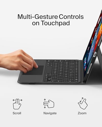 Image of Belkin Everyday Keyboard Case w /Cradle, Backlit Bluetooth Keyboard, Multi-Gesture Controls, Magnetic Apple Pencil Storage Compatibility, & Multimedia Keys for iPad Air 10.9 inch & iPad Pro 11 inch - Black