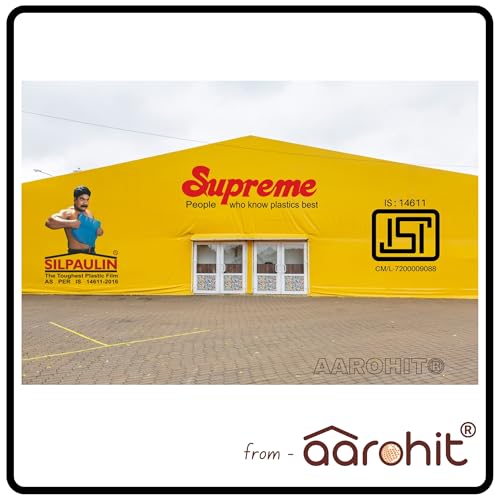 Image of Silpaulin Tarpaulin (15Ft X 18Ft) 120 GSM from 100% Waterproof UV Resistant Cross Laminated Multi Layer Tarpaulin Tirpal Reinforced Eyelets, Swiss Technology, Yellow, (15Ft X 18Ft)