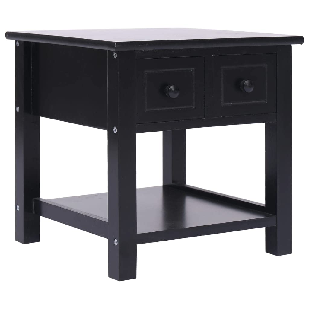 Table d'appoint noir Mangloder petit meuble rangement bois paulownia MDF 2 tiroirs de chevet