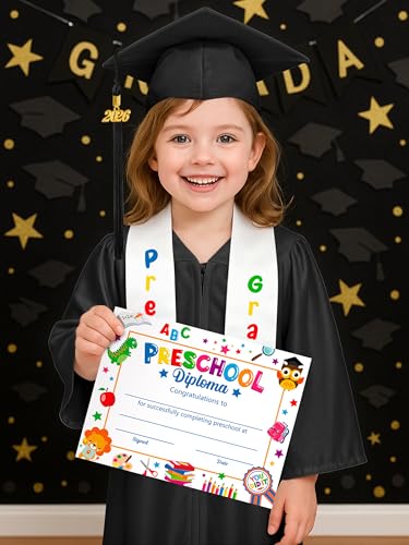 QZYL Preschool Graduation Cap and Gown Set, Unisex Kindergarten Graduation Outfit with Stole 2026 Tassel and Certificate — view 6