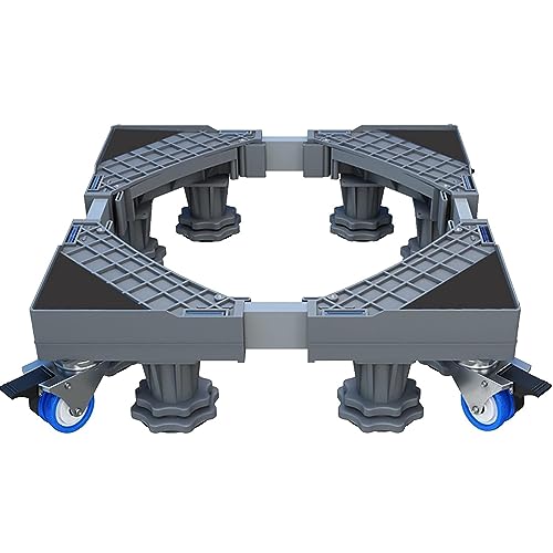 BURDEAN Adjustable Mobile Base Stainless Steel Telescopic Washing Machine Base Refrigerator Base Stand Universal Mobile Base with 4 Locking Wheels and 8 Adjustable Strong Feet