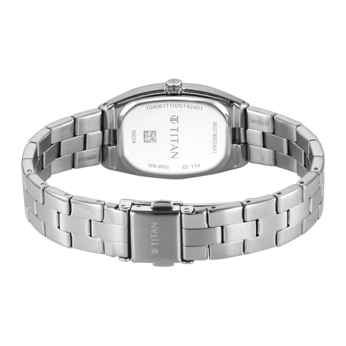 Image of Titan Work Essentials with Lt Blue Dial Silver Metal Strap Watch for Women - 95378SM01