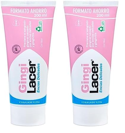 LACER GINGI - Pasta de Dientes 200 ml, Previene y Elimina la Placa Dental, Alivia Enfermedad Periododental, Reduce el Sangrado Gingival, Idónea para Pacientes Diabéticos (Paquete de 2)