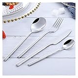 El conjunto de cubiertos incluye: cuchara de mesa, horquilla de mesa, cuchillo de mesa, cucharadita, embalaje de caja de regalo, para la acondicionamiento doméstico, acción de gracias, navidad, etc. Le brinda una exquisita experiencia de cena, cenando juntos, agregando más diversión.