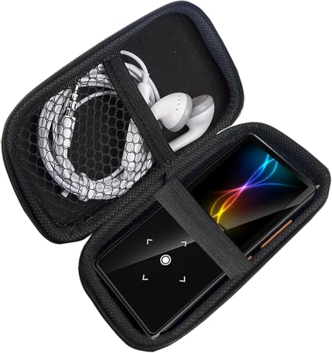 Lamshaw MP3 Case Compatible con AiMoonsa B27 1.8 Inches MP3, y Auriculares, Soporte con mosquetón de Metal (Negro)