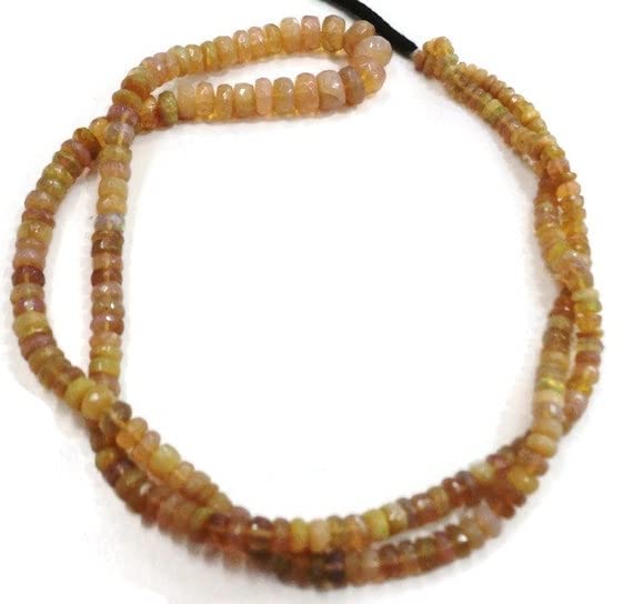 LKBEADS 1 sznur naturalny etiopski opal kamień szlachetny mikro fasetowane koraliki rondelle - koraliki mierzą około 3-6 mm 50 cm długi sznurek