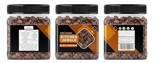 Image of Kitchen Jungle Premium Black Cardamom (Kali Elaichi) 100g | Bold Whole Badi Elaichi Pods | Strong Smoky Aromatic Spice for Biryani, Garam Masala, Curries & Indian Cooking