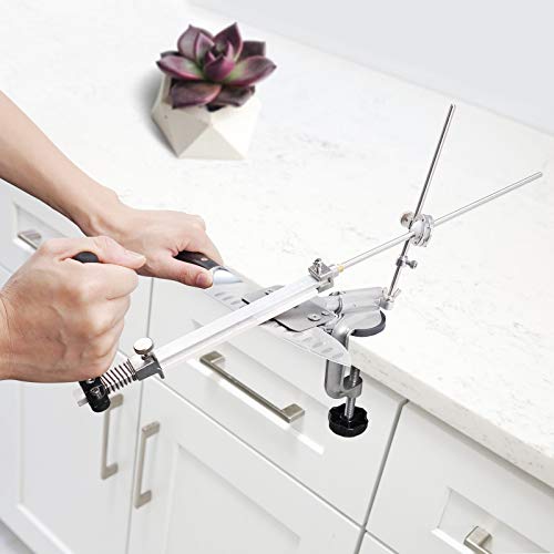 Knife Sharpener Professional Stainless Steel Kitchen Chef Knife Sharpener Home Knife Sharpening Kit Abrasive Holding System Tools With 10 Whetstones