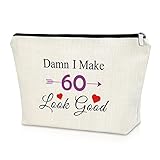 Sazuwu 60th Birthday Gifts for Women Makeup Bag Turning 60 Gifts for Friend Female 60 Year Old Birthday Gift Cosmetic Bag Birthday Gift for Mom Grandma Aunt Wife Coworker Cosmetic Travel Pouch