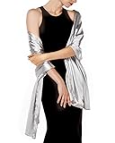 FURTALK Satin Shawls and Wraps for Evening Dresses Womens Silk Shawls Scarf for Weddings Dressy Formal(Silver)