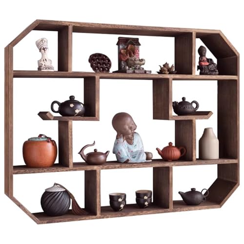 Grand présentoir à tasses étagère murale bois rustique pour cuisine et bar