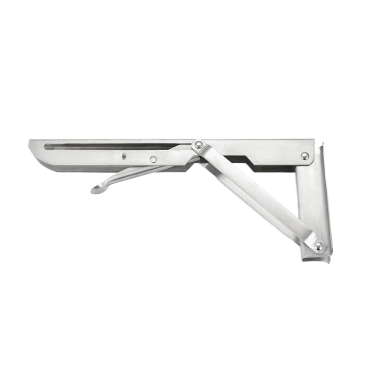 Linypa66 Silver 14 Inch Folding Shelf Brackets 2Pcs 8-20Inch Stainless Steel Folding Angle Bracket White Black Iron Triangle Wall Mount For Shelf Bench Table(Silver 14 Inch)