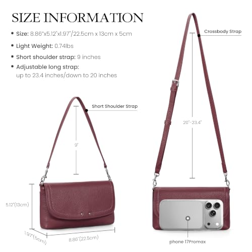 Image of befen Genuine Leather Small Crossbody Bags for Women, RFID Clutch Purses
