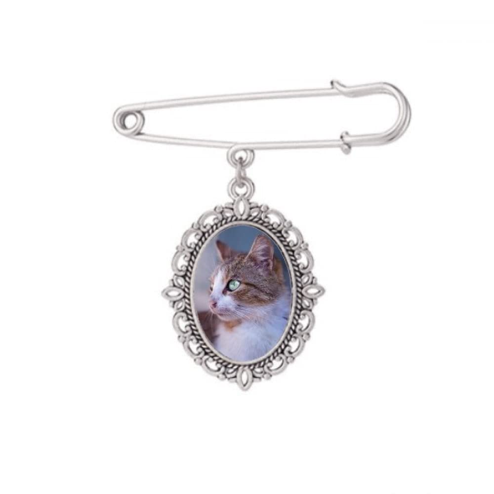 Broche chat marron taille M pour robe et chemise - 5