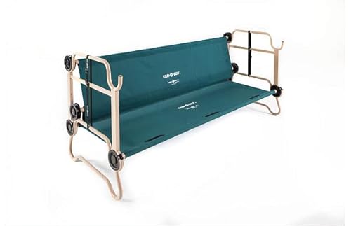 Disc-O-Bed Large Cam-O-Bunk 79 X 28 Inch Portable Versatile Folding Bunked Double Camping Cot Bunk Bed For Adults With 2 Organizers And 2 Carry Bags, No Tool Assembly, Green #TOP2