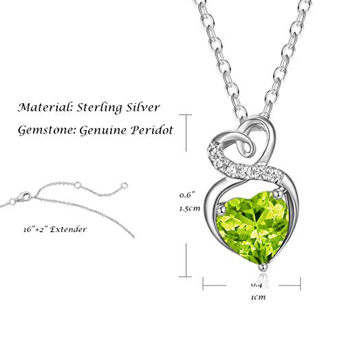FANCIME Peridot Birthstone Necklace for Women Sterling Silver Genuine Peridot Necklace August Birthstone Dainty Gemstone Fine Jewelry for Women 16”+2” Extender - Image 6