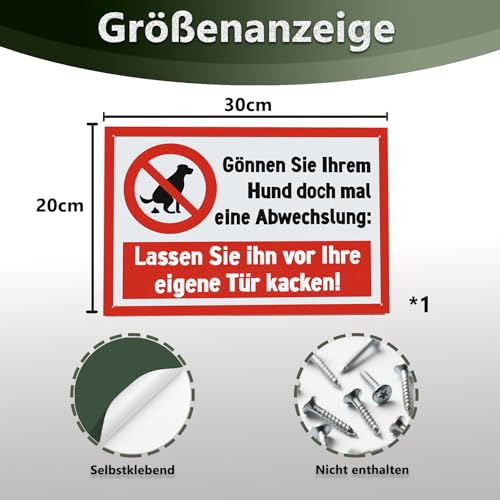 FLEXNOVA 20×30cm Kein Hundeklo Schild Hunde Kacken Verboten, Schild Kein Hundeklo Metall Alu Hundeschild Verbotsschilder Selbstklebend Verbot Hundekot Hundehaufen Hundekacke