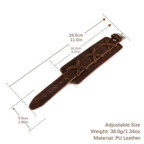 Pulsera de cuero marrón ajustable para hombre miniatura 6