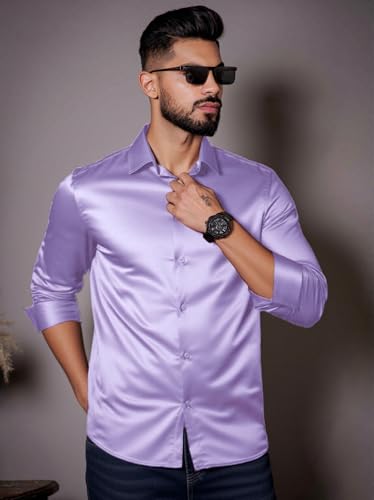 Image of IndoPrimo Men's Stylish Solid Satin Casual Shirt for Men Full Sleeve
