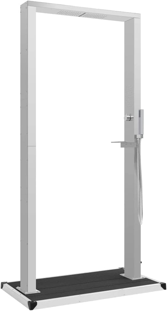 SKM Outdoor Shower with Tray WPC Stainless Steel-12941026