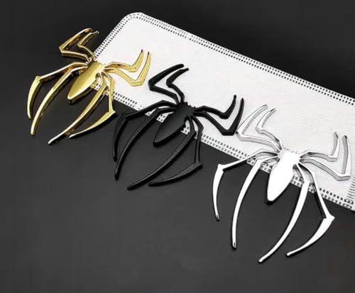 Image of JVCV 3D Metal Spider Sticker Chrome Logo Decal Emblem Badge for All Cars Bikes Laptops Headphones (Spider, Gold)