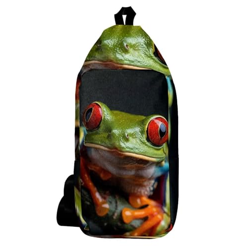 Sac à dos à bandoulière grenouille d'arbre petit sac poitrine multicolore mixte