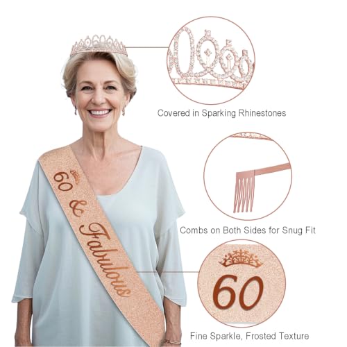 60th Birthday Decorations for Women,32PCS 60th Birthday Party Decorations by Juesly - Used condition - Image 4