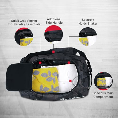 Image of URBAN TRIBE Plank 23L Gym Bag for Men and Women | Sports Duffle Bag with Shoe Compartment | Workout, Fitness, Exercise | Camo Green