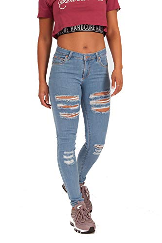 Jeans skinny femme en coton extensible doux taille haute ou moyenne
