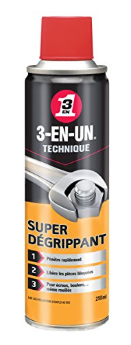 3-EN-UN Technique • Super Dégrippant • Aérosol • Action rapide • Fort pouvoir pénétrant • Compatible avec tous les métaux • Transparent • 250ML