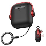 LAYJOY Hülle für Airpods 2 &1 Schutzhülle [Mit Verschlussdeckel][Front-LED Sichtbar][ Mit Handschlaufe] Haut Case Kompatibel mit Airpods 1& 2. Generation (Schwarz+Rot)