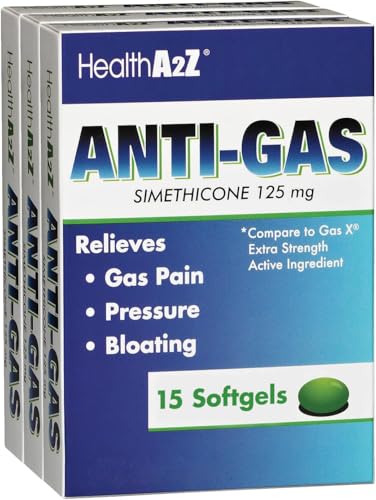 Image of HealthA2Z Gas Relief, Simethicone 125mg, Fast Acting Gas Relief, 45 Softgels, 3 Pack