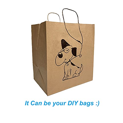 50 Count 14"L x 10"W(Gusset) x 15.75"H Large Ultra Wide Brown Kraft Paper Bags with Twisted Handle, Perfect Solution for Restaurant Takeouts, Parties, Baby Shower, Shopping