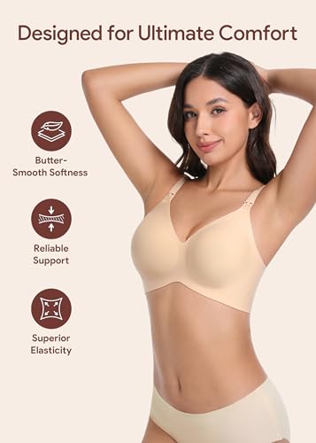 Maternity Nursing Bras Wireless Seamless Ultra-Soft Comfort for Breastfeeding Pregnancy Easy One-Handed Access Sleep Bra2