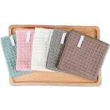 [KYOSAMA]ふきん マイクロファイバー 布巾 30*30cm 超吸水 水切りタオル 雑巾 乾拭き 水拭き クロス 食器拭き お皿拭き ガラス拭き 鍋拭き 掃除 グレー1枚＆ホワイト1枚＆コーヒー1枚＆ピンク1枚＆ブルー1枚