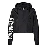 Gymnast Crop Windbreaker for the perfect gymnastics girl. (Black Bold, Small)
