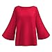 Générique Femmes Kimono Manches Cloche Tricots Pull Oversize Uni à Col Rond Et Coupe Ample Hauts TricotéS Chemisier Hauts Pulls (XL,Rouge)