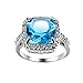Stfery Petit Anneau Plaqué Argent, Bague en Argent Femme Coussin Bague Zirconium Bleu pour Le Mariage, Taille 61.5