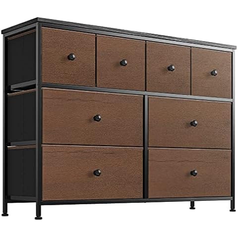 REAHOME 8 Drawer Dresser for Bedroom Faux Leather Chest of Drawers Closets Large Capacity Organizer Tower Steel Frame Wooden Top Living Room Entryway Office (Espresso) Cover