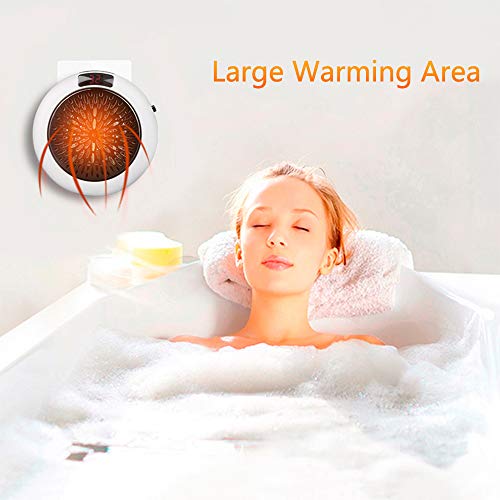 Nishore Mini aquecedor elétrico 1000 W Display digital de 3 segundos aquecedor de parede com redução