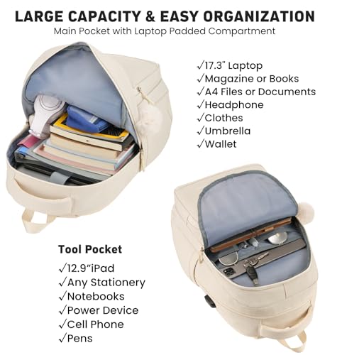Image of YAMTION 17.3 Inch School Bag for Women Girls,Laptop Backpack for College Students Secondary School Bags Book Bag Back Pack,Mochilas Mujer Morrales Escuela