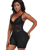 ALINBAIST Lace Shapewear Bodysuit with Butt Pads Enhancer Waist Slimmer 3 In 1 Full Body Shaper Open Crotch Body Suit Black M