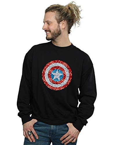 Marvel Men's Captain America Pixelated Shield Sweatshirt Black XXXXX-Large