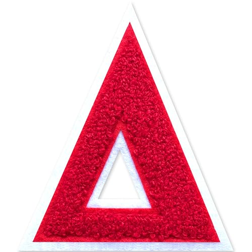 Tenjour 4.5 Iron on Greek Letter Patches Red Chenille Greek Letters Sorority Greek Patches Sorority Gift for Clothing-Jacket-Varsity-Bag (Red, Delta)