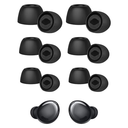 Silicone Earbuds Cap,6 Pairs Galaxy Buds Ear Tips,Replacement Earmuffs Compatible for Samsung Galaxy Buds Pro Earplugs-fit,Galaxy Buds Pro Tips Non-Slip Earplugs Cap (3 Sizes, S M L, Black)
