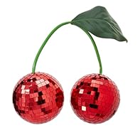 Red Cherry Shape: Designed with red cherries as the prototype, matched with green fruit stalks and leaves, the shape is vivid and lifelike. The bright red main body, combined with the disco ball, has a unique shape and injects dynamic vitality into t...