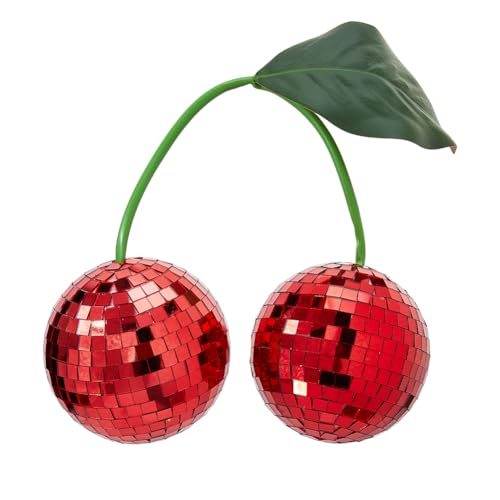 DICOSMETIC Glass Cherry Disco Ball Decor Red Hanging Disco Decor