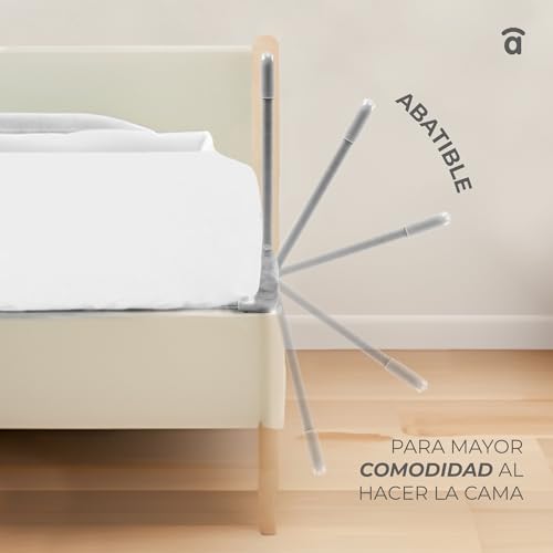 Miniatura 3 de Asalvo Barrera De 150cm Para Cama, Protección Anticaidas, Para Niños, Abatible, Bolsa Transporte, Diseño Extra Alto, Plegable Y Portátil, Fijación Segura, Blanca